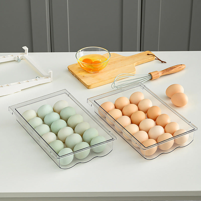 Locaupin Refrigerator Egg Holder, Fridge Egg Drawer Organizer, Egg Holder Tray ,Egg Container Storage Bins Rolling Fits