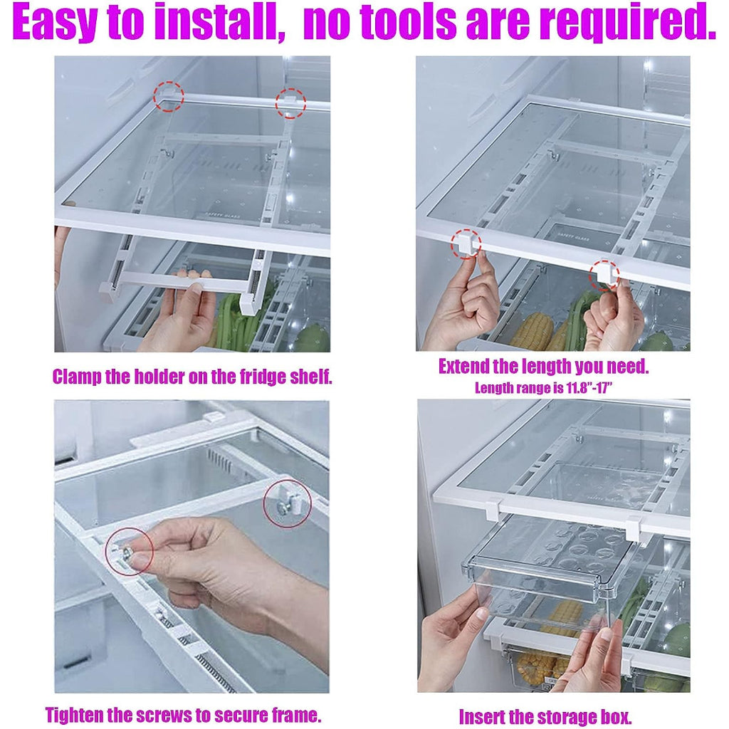 Locaupin Refrigerator Egg Holder, Fridge Egg Drawer Organizer, Egg Holder Tray ,Egg Container Storage Bins Rolling Fits