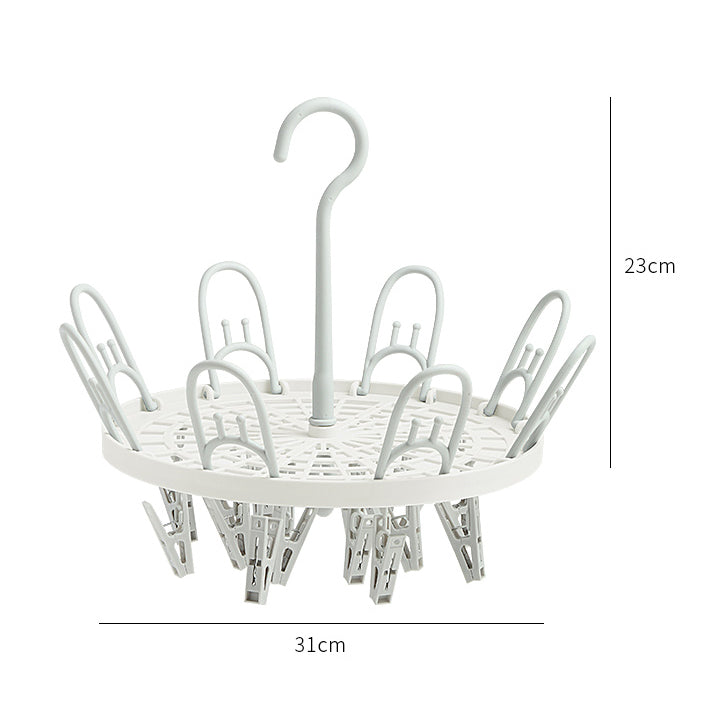 Locaupin Laundry Hanger Drying Rack, Foldable Clip and Drip Hanger with 18 Pins and Wind-Proof Hook for Drying Towels