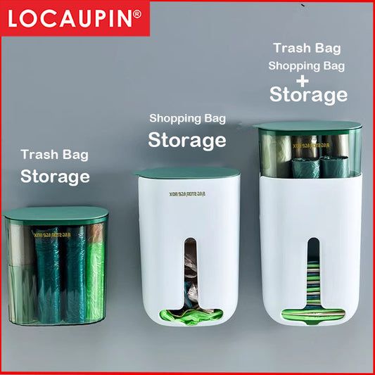 Locaupin Plastic Bag Holder, Trash Bag Dispenser Roll Holder, Grocery Bags Storage, Cabinet Door Under Sink Bag Saver