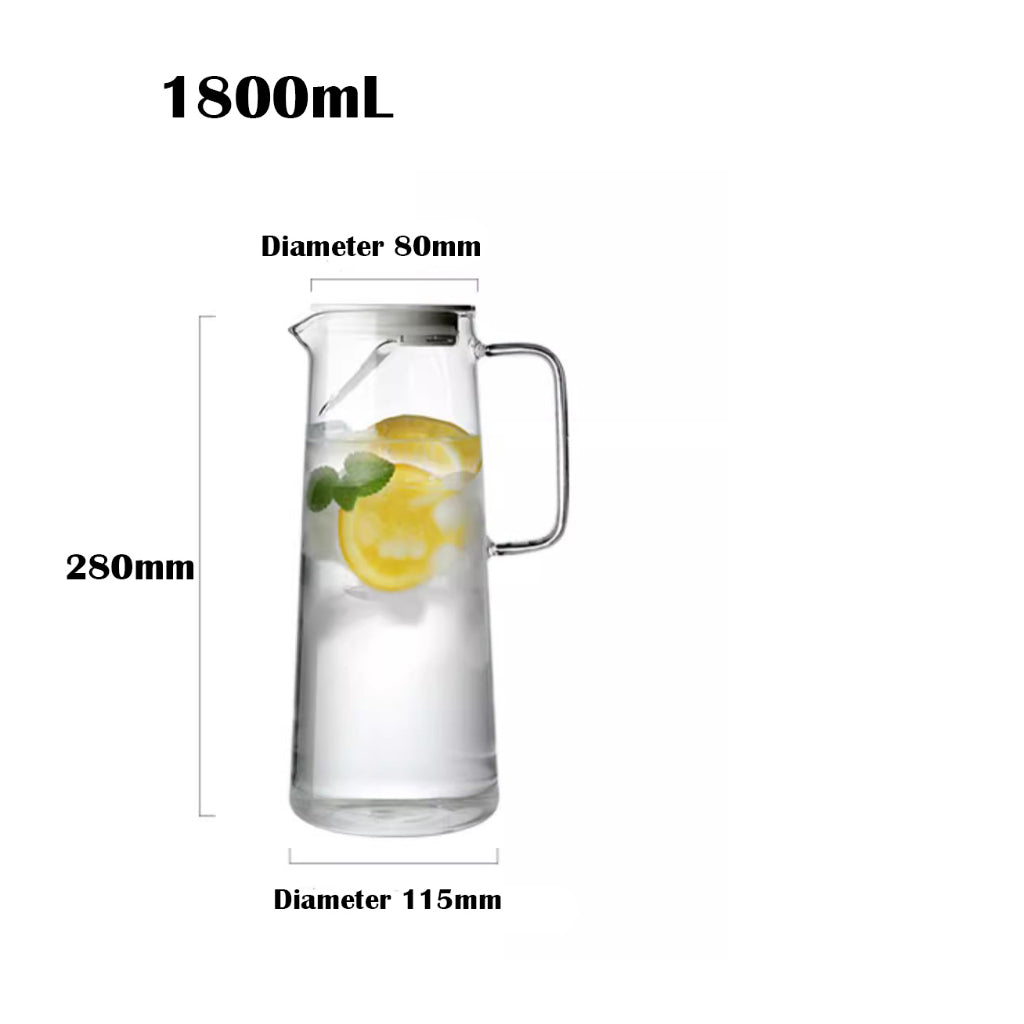 Locaupin 1800mL Borosilicate Glass Bottle Pitcher Glass with Filter,Flower Tea,Microwave Safe High Temperature Tea Cup