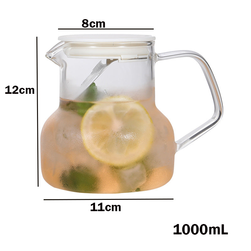 Locaupin Borosilicate Glass Bottle Pitcher Glass with Filter,Flower Tea,Microwave Safe High Temperature Tea Cups Teapot