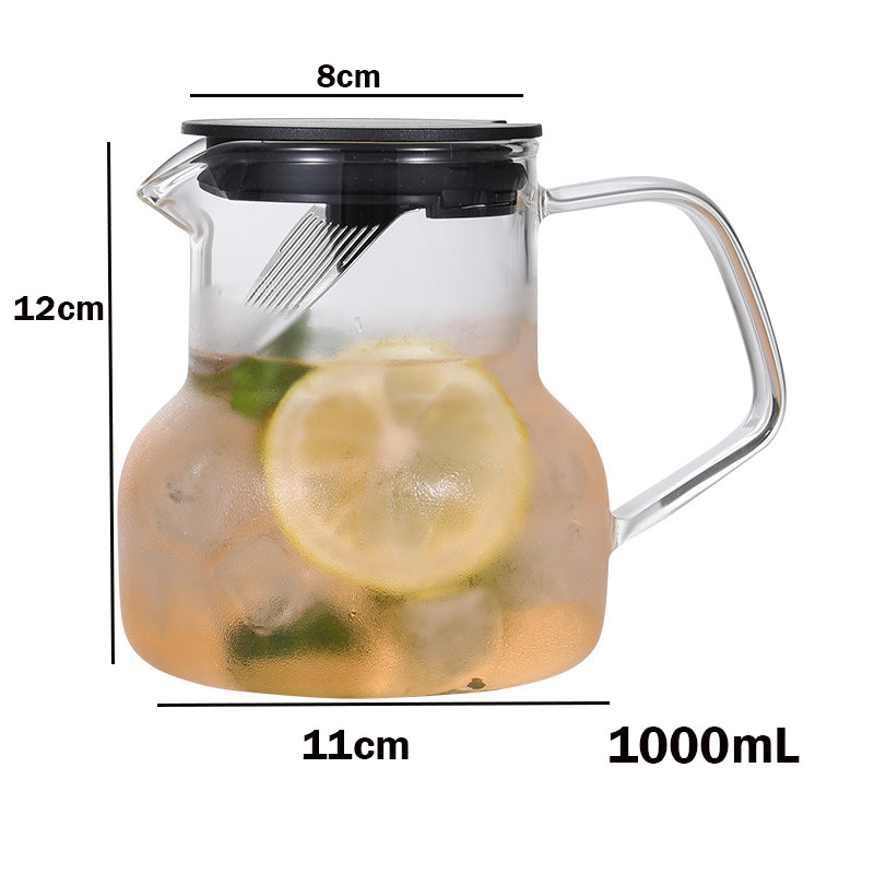 Locaupin Borosilicate Glass Bottle Pitcher Glass with Filter,Flower Tea,Microwave Safe High Temperature Tea Cups Teapot