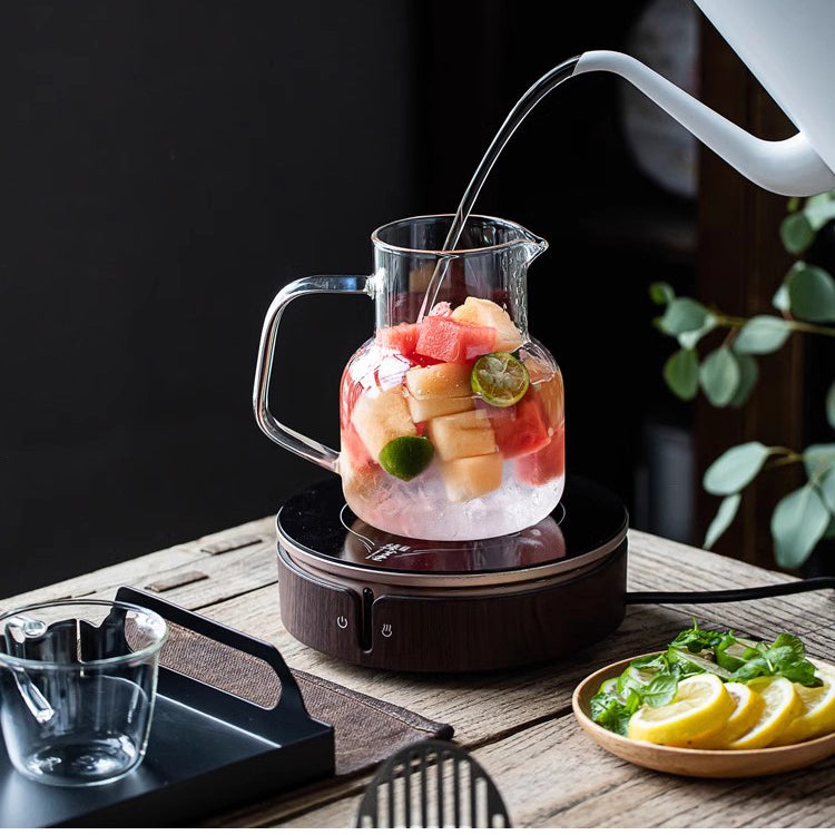 Locaupin Borosilicate Glass Bottle Pitcher Glass with Filter,Flower Tea,Microwave Safe High Temperature Tea Cups Teapot