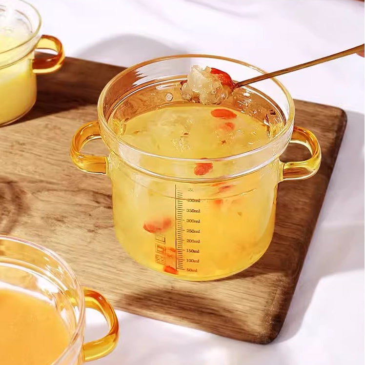 Locaupin Glass Steamed Egg Bowl Containers with Lids Clear Glass Bowls Soup Bowl Microwave Safe Mini Tableware Stew Pot