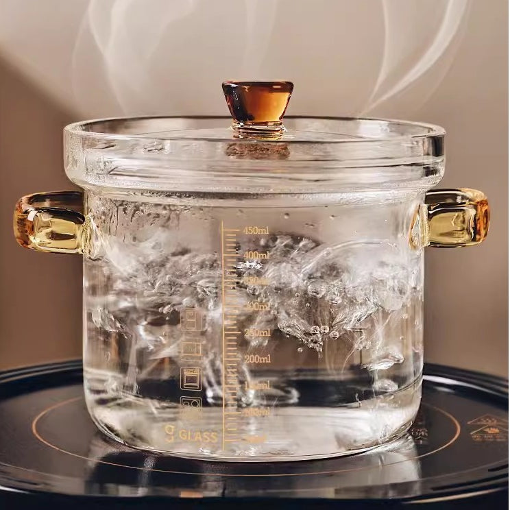 Locaupin Glass Steamed Egg Bowl Containers with Lids Clear Glass Bowls Soup Bowl Microwave Safe Mini Tableware Stew Pot