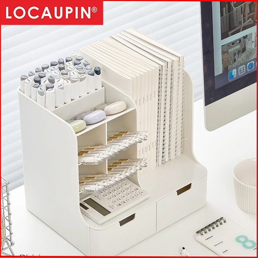 Locaupin Detachable Pencil Holder with Drawer Desk Organizer Makeup Marker Pencil Storage