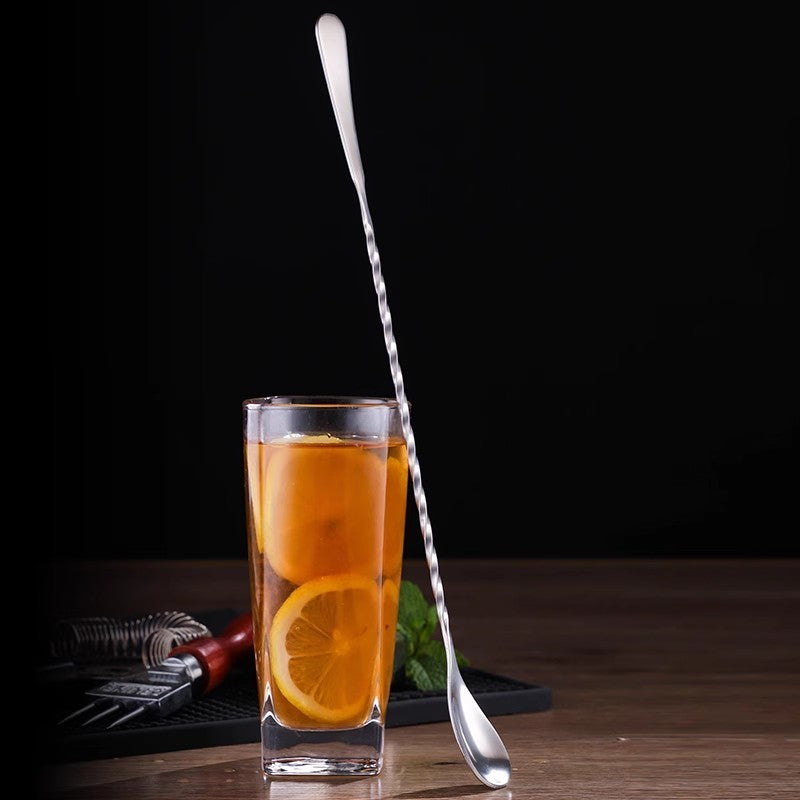 Locaupin 25/30cm 304 Stainless Steel Spoon for Cocktail Mixing Spoon with Spiral Handle Silver