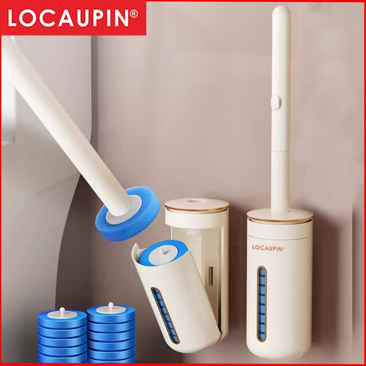 Locaupin Disposable Toilet Brush Kit, Wall Mounted Toilet Bowl Cleaner with Holder, Toilet ,Bathroom Cleaning Supplies