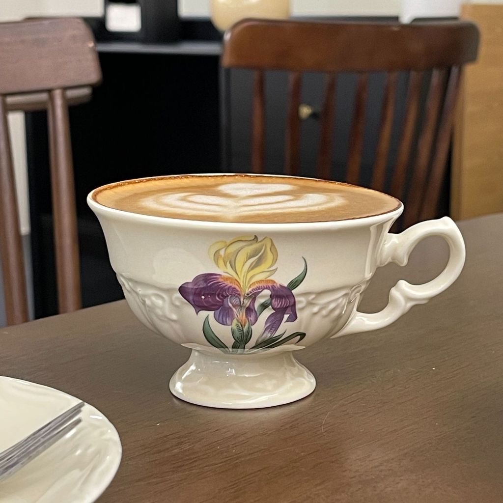 Locaupin Ceramic Tea Cups and Saucers, Cappuccino Cups, Coffee Cups, White Tea Cup Set,British Coffee Cups
