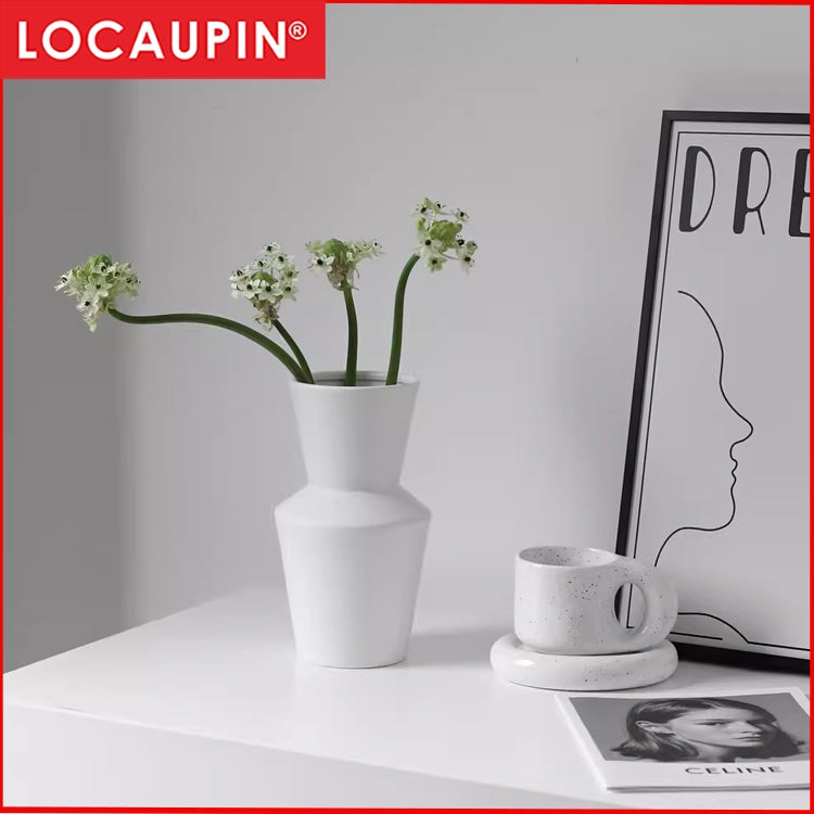 Locaupin White Ceramic Vase Modern Home Decor,Matte Pampas Flower Vases,Farmhouse Decor Living Room Decor