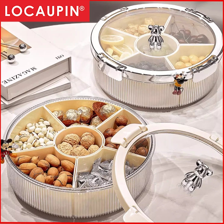 Locaupin BPA FREE Square Plastic Divided Serving Tray with Lids, 4 Individual Dishes Food Storage Containers, Serving