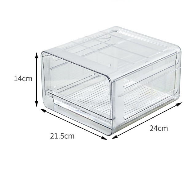 Locaupin Drawer Stackable Kitchen Pantry Cabinet, Refrigerator, Freezer Food Storage Box with Handles, Food Container
