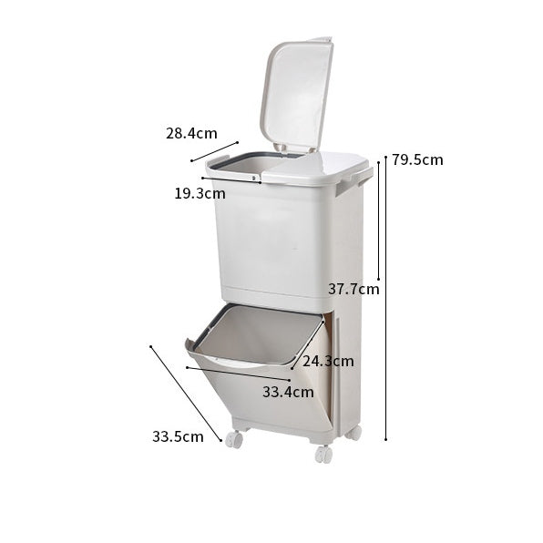 Locaupin Household Sorting 32/45L Trash Can Large Garbage Storage Box Plastic Garbage Sorting Paper Basket Trash can