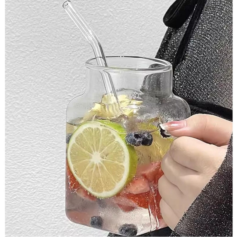 Locaupin 620ML Heat Resistant Healthy Glass Cups,Water Glass,Coffee Cups,Flower Tea Glass, Microwave Safe Glass Tea Cups