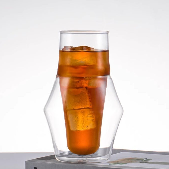 Locaupin Double Wall Glass Coffee Mugs Juice Mugs Teacups Heat Resistant Borosilicate Glass Cups with Cover