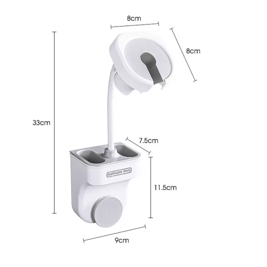 Locaupin Hands-free Hair Dryer Holder with Any Angle Rotating Bathroom Wall Mount Shower Head Holder Hair Dryer Bracket