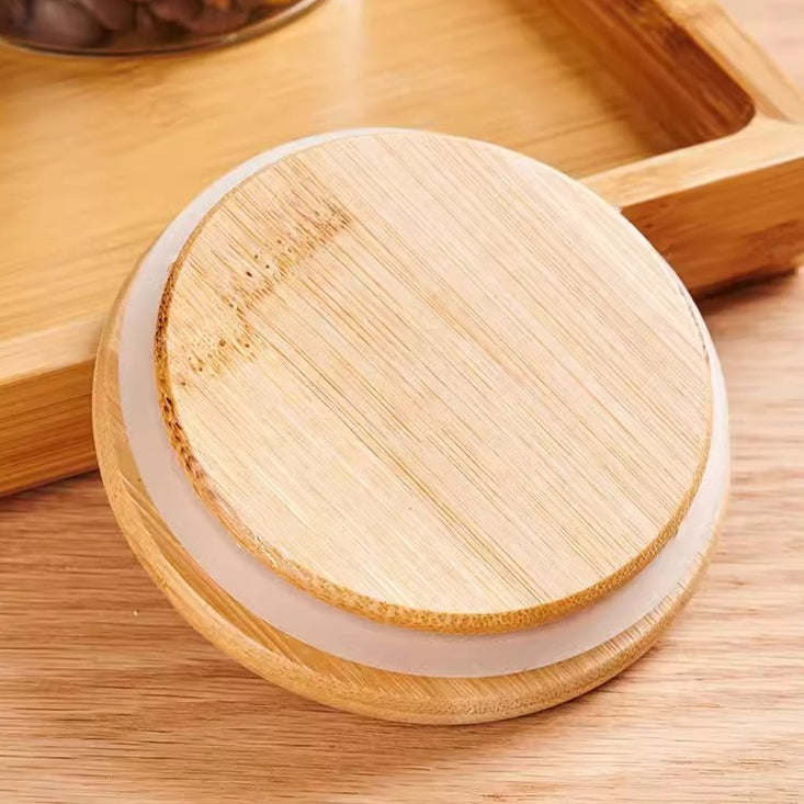 Locaupin Glass Borosilicate Glass Dry Food Storage Container Food Dispensers With Cover