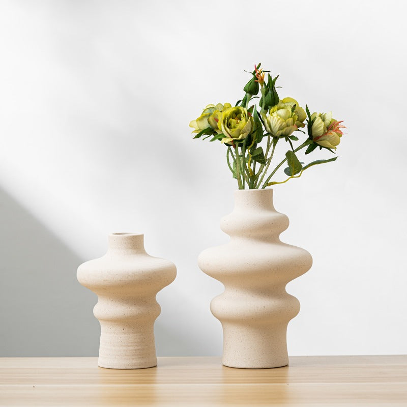 Locaupin White Ceramic Vase Modern Home Decor,Matte Pampas Flower Vases,Farmhouse Decor Living Room Decor