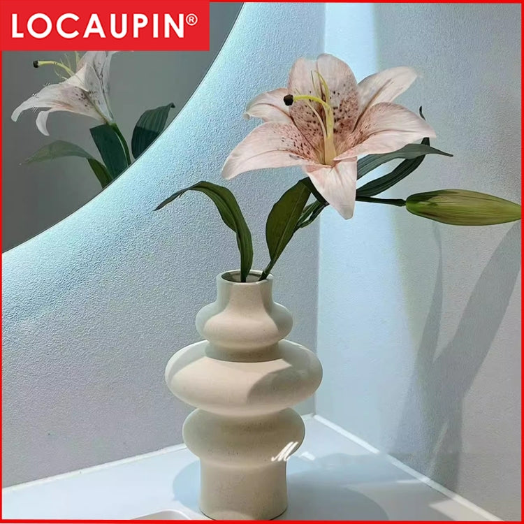 Locaupin White Ceramic Vase Modern Home Decor,Matte Pampas Flower Vases,Farmhouse Decor Living Room Decor