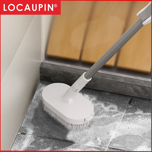 Locaupin Long Handle Swivel Head Tub & Tile Scrub Brush with Shower Brush Good for Clean Brush Bathroom and Kitchen