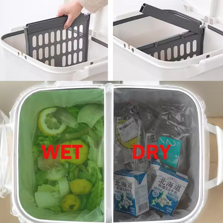 Locaupin Household Sorting 32/45L Trash Can Large Garbage Storage Box Plastic Garbage Sorting Paper Basket Trash can