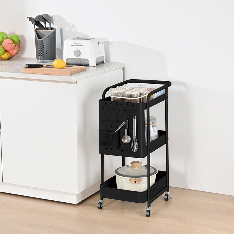 Locaupin Metal 3 Tier Trolley Storage Racks Office Shelves Book Shelving Toys Storage Storage Organization Kitchenc Rack