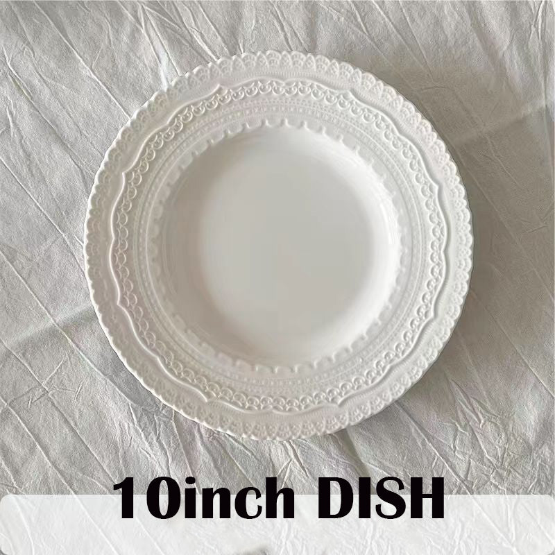 Locaupin Pure White Ceramic Dinnerware, Round Serving Bowls, Tableware for Steak, Salad Pasta Bowls Dinner Sets