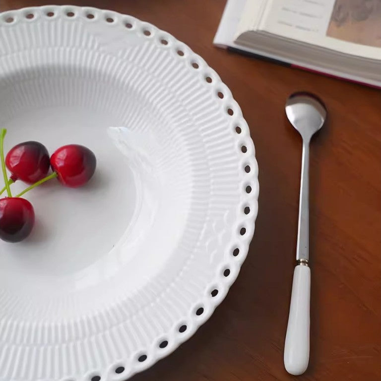 Locaupin Pure White Ceramic Dinnerware, Round Serving Bowls, Tableware for Steak, Salad Pasta Bowls Dinner Sets