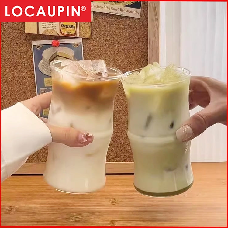 Locaupin 400ML Heat Resistant Healthy Glass Cups,Water Glass,Coffee Cups,Flower Tea Glass, Microwave Safe Glass Tea Cups