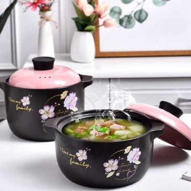 Locaupin Ceramic Stockpot, Stovetop Ceramic Cookware, Soup Pot Stew Pan Casserole Clay Pot Earthen Pot Healthy Stew Pot