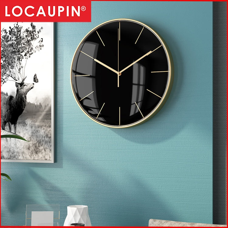 Locaupin Large Wall Clock Black Metal Battery Operated Wall Clock, Silent Clock Modern Home Decor for Living Room/Office