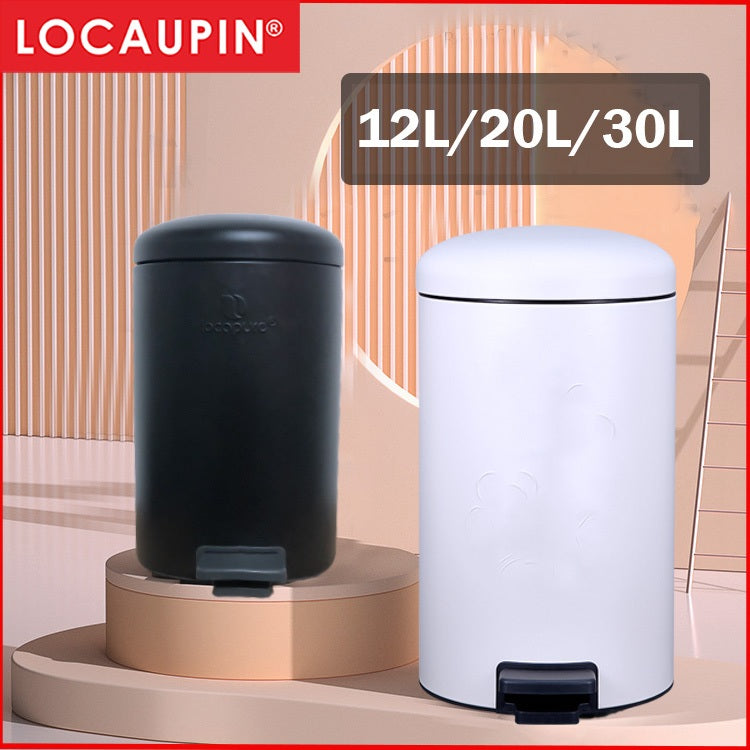 Locaupin 20L 30L Metal Hands Free Foot Pedal Type Trash Can Silent Close Lid Waste Basket Garbage Bin with Inner Bucket