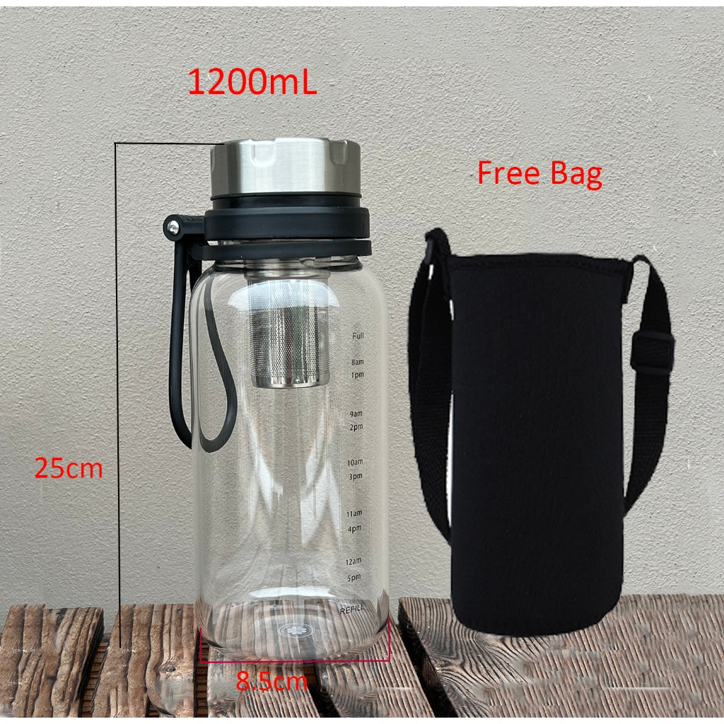 Locaupin -20~150℃ Borosilicate BPA Glass Tea Bottle Cups-With Tea Filter ,Tea Filter Cup, Portable Glass Water Bottle