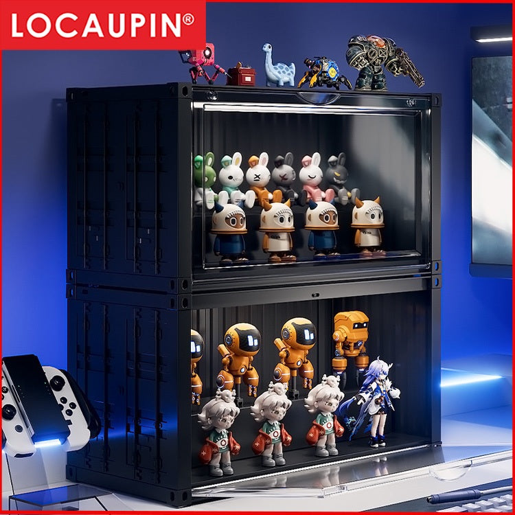 Locaupin Container Display Case Display Box Dustproof Storage Showcase Figurines Collection for Toy Souvenirs Models