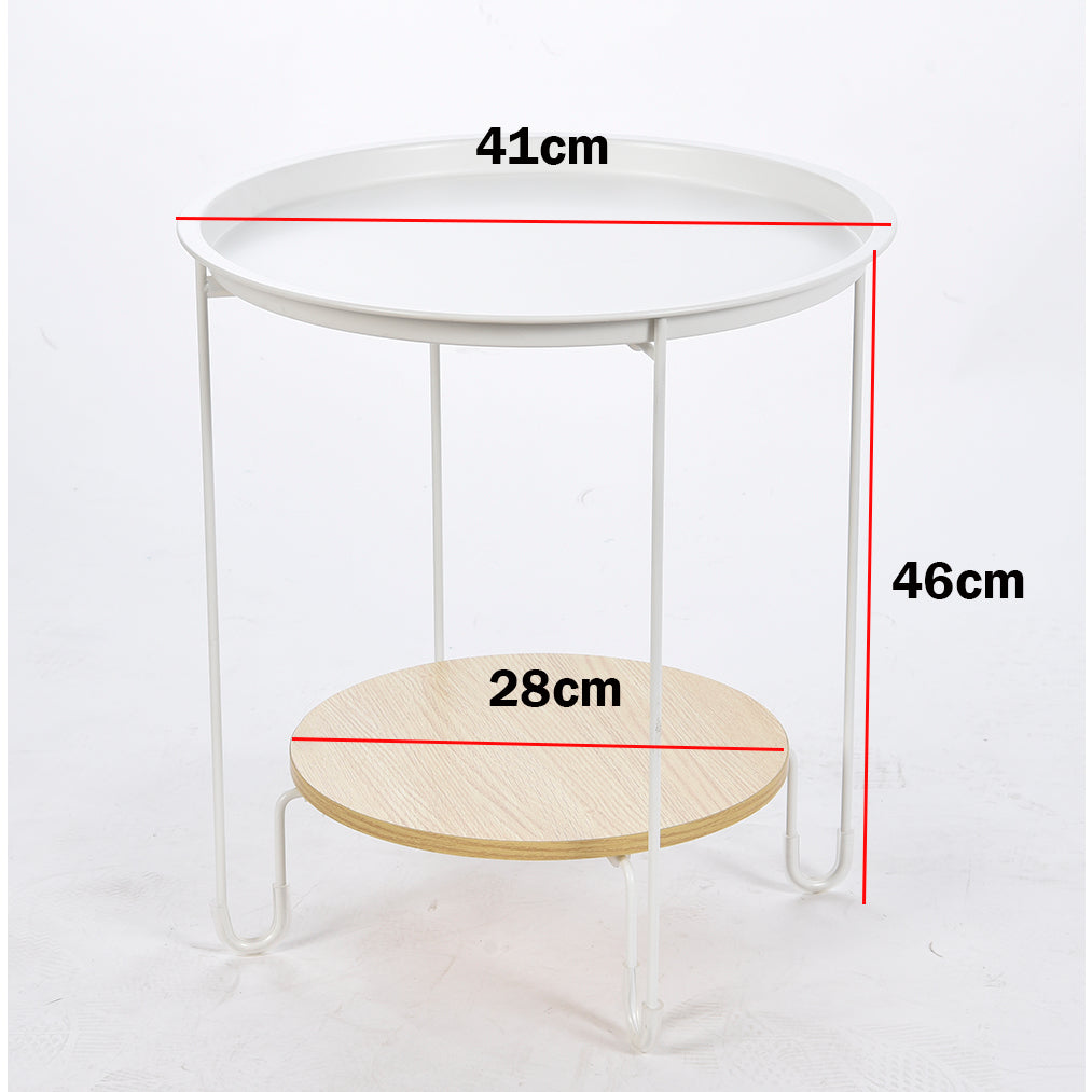 Locaupin Metal 2 Tiers Side Table Metal Coffee Table Small Sofa Side Table,Outdoor Indoor Accent Table Removable Table