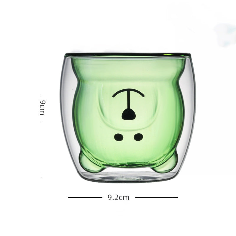 Locaupin Bear Mugs Cute Mugs Coffee Cup Double Wall Insulated Glass Espresso Cups for Birthday Christmas Valentine's Day