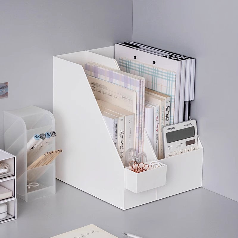 Locaupin Plastic Vertical File Folder Storage Organizer Bin,Hold Notebooks,Binders,Envelopes,Magazines for Home Office