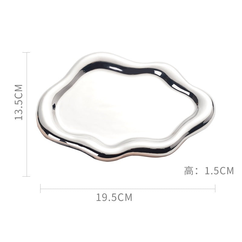 Locaupin Jewelry Dish Trinket Tray, Entryway Table Key Dish Tray, Unique Ceramic Plate, Decor Ceramic Tray Gift