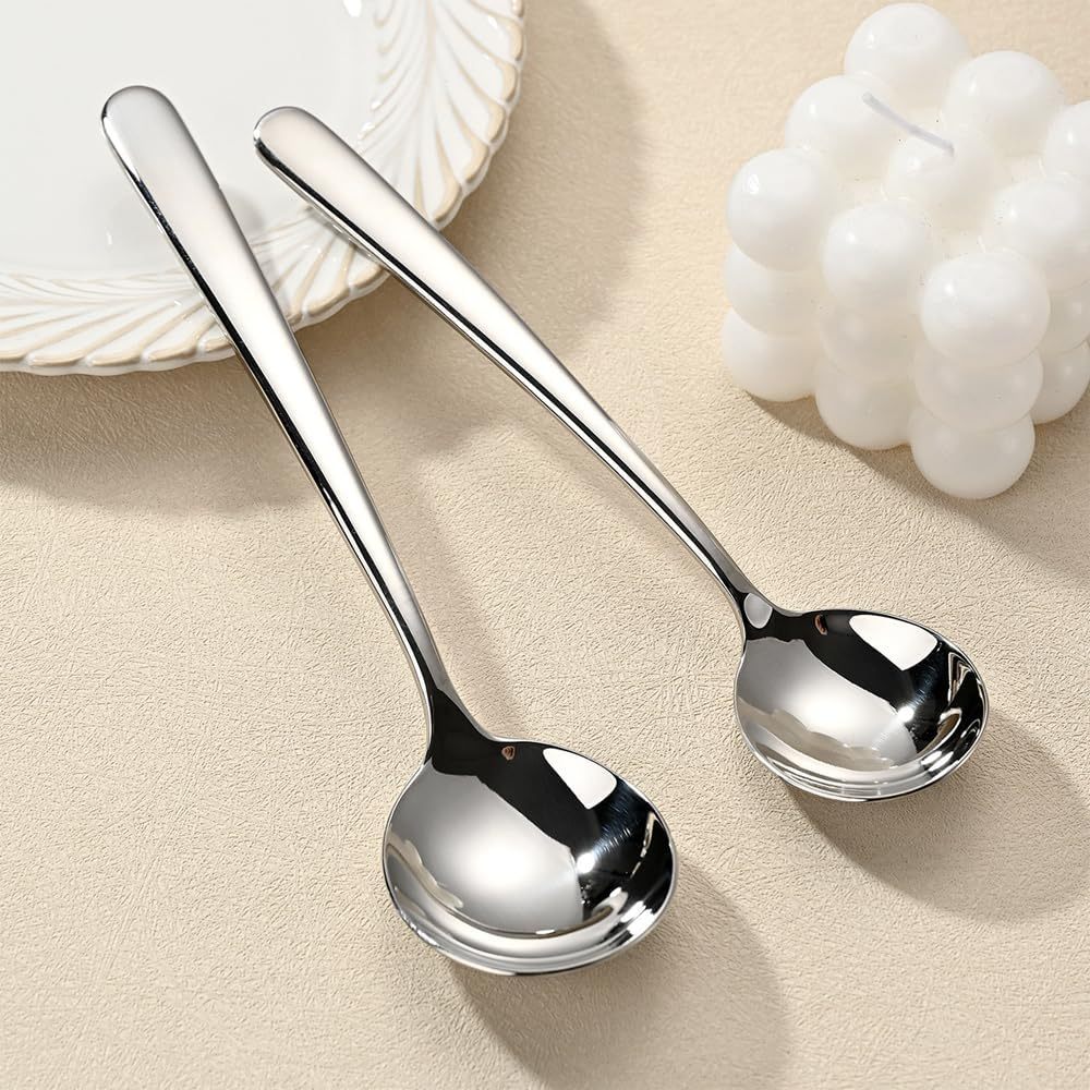 Locaupin 316 Stainless Steel Child Round Soup Spoons, Stainless Steel Premium Spoons,Dishwasher Safe