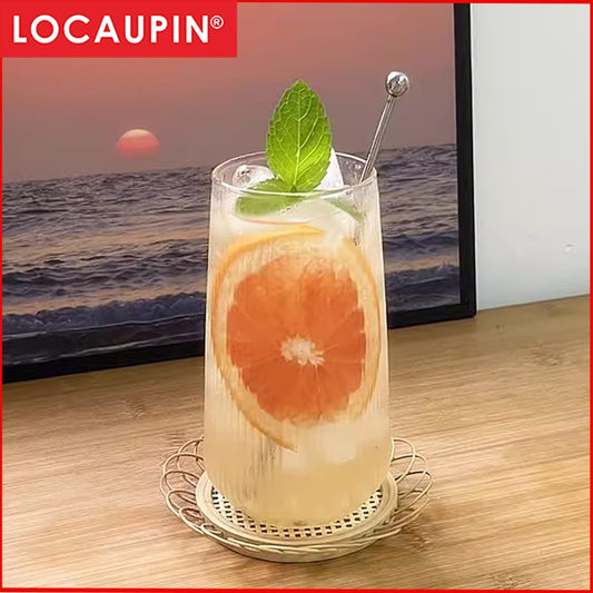Locaupin 500ML Heat Resistant Healthy Glass Cups,Water Glass,Coffee Cups,Flower Tea Glass, Microwave Safe Glass Tea Cups