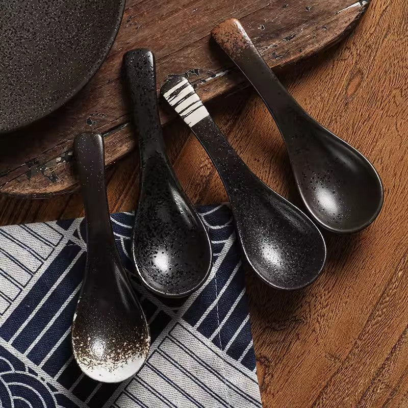 Locaupin Soup Spoons, Ceramic Chinese Soup Spoons, Asian Soup Spoons, White Japanese Spoon