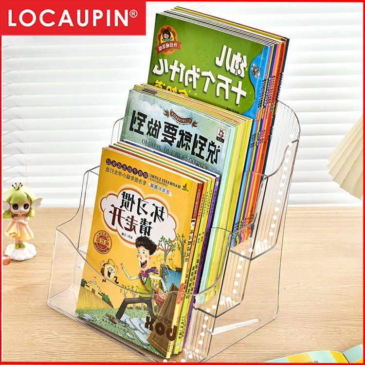 Locaupin Book Holder Brochure Display Stand or Wall Mount 3 Tier Magazine Holder Clear Stands for Display