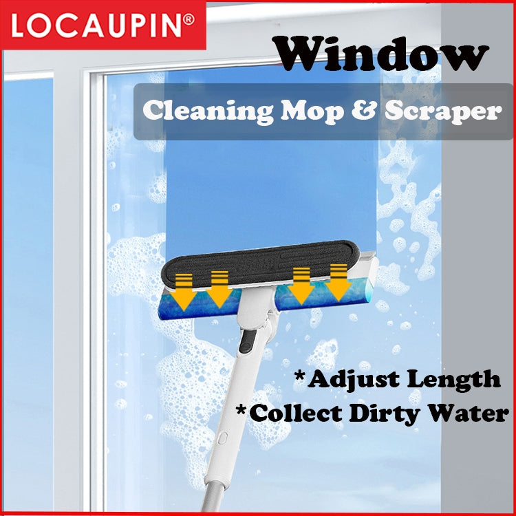 Locaupin 180° Rotatable Window Cleaning Mop Extendable Handle Household Cleaning Tools Window Cleaner Scraper Wiping Mop