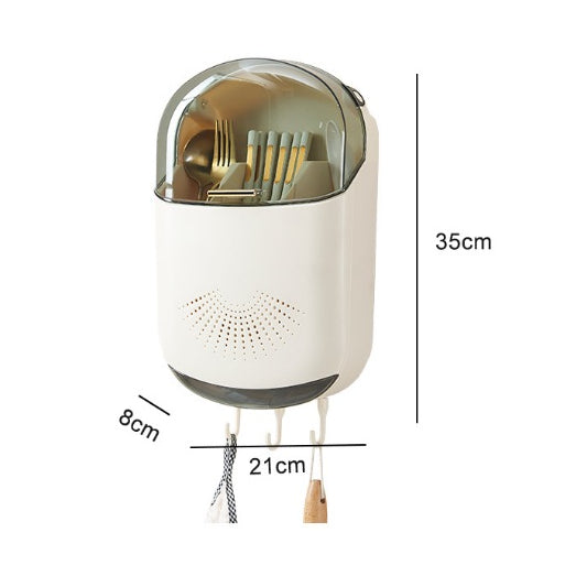 Locaupin Kitchen Utensil Holder Multi Wall Mount Utensil Rack Detachable Knife and Fork Organizer with Dustproof Cover