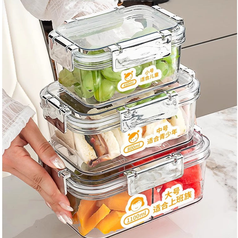 Locaupin Fruit Salad Food Container Box with Removable Tray, for Lunch, Snacks, School , Food Prep Storage Containers