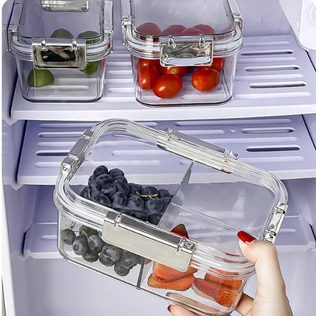 Locaupin Fruit Salad Food Container Box with Removable Tray, for Lunch, Snacks, School , Food Prep Storage Containers