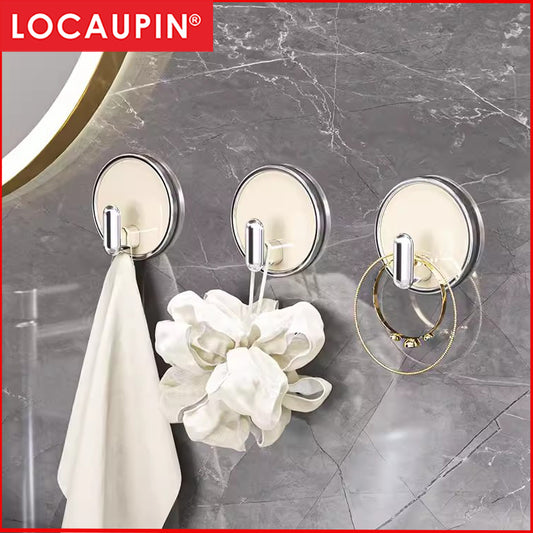 Locaupin 4pcs Adhesive Hooks Decorative Wall Door Self Adhesive Hooks , Kitchen,Waterproof Shower Room Sticky Hooks