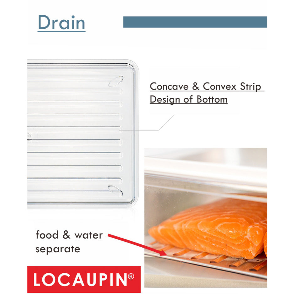 Locaupin Food Storage Containers, Stackable Refrigerator Freezer Organizer Fresh Keeper Container with Vented Lids