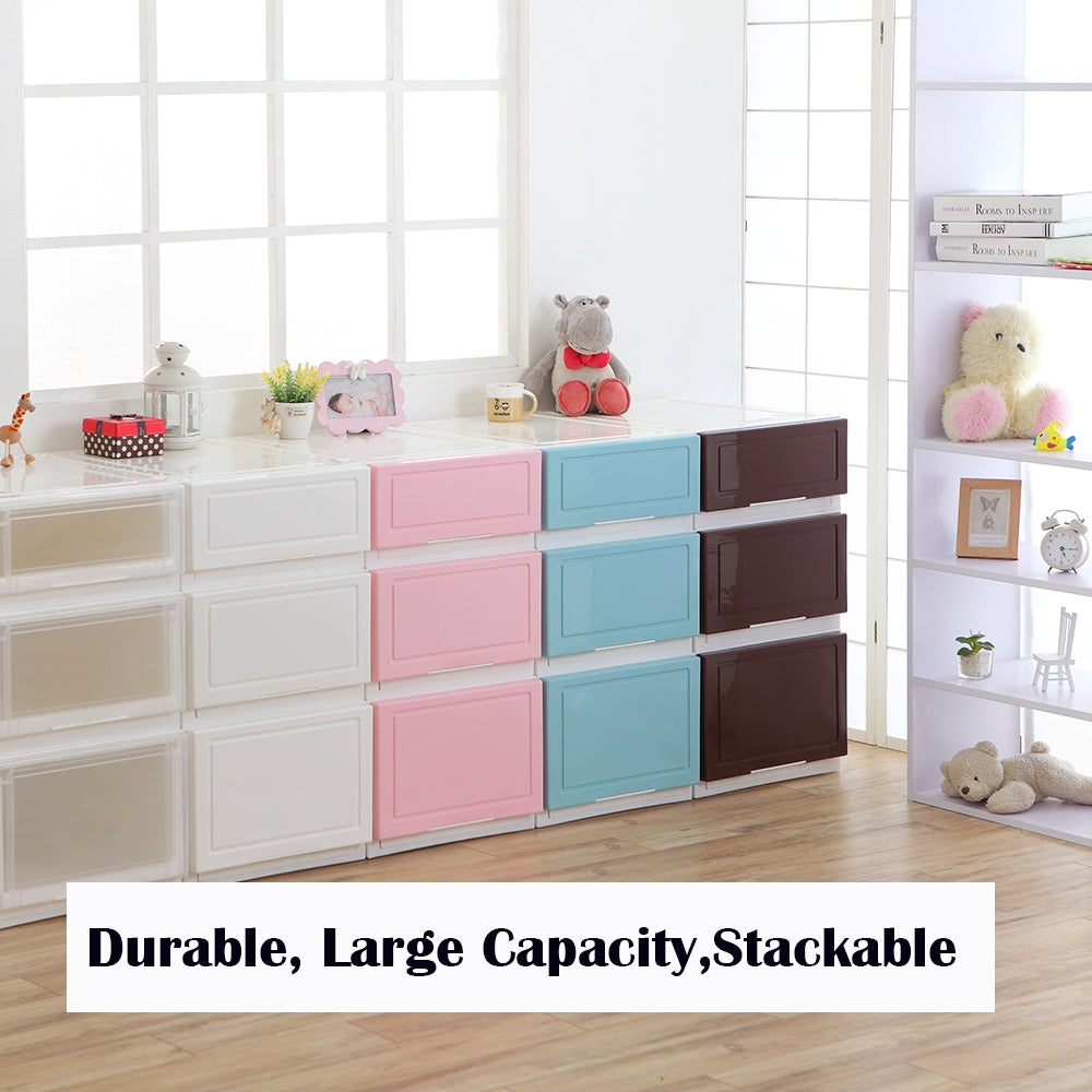 Locaupin 43L/54L Multipurpose Wardrobe Clothes Stackable Plastic Storage Box Drawer Storage Box Underwear Box